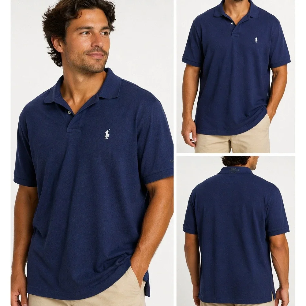 Polo Ralph Lauren Men Polo Shirt XXL Blue Classic Fit Short Sleeve‎ Cotton